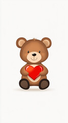 Obraz premium A cheerful bear holds a red heart, embodying joy and warmth for March 8 celebrations
