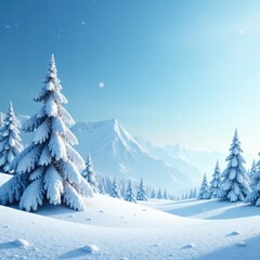 Fototapeta premium Gradient of icy blue and pale white with scattered snow-covered branches, icy blue, landscape