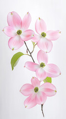 Fototapeta premium Soft pink petals of dogwood blossoms create a delicate scene in forest sunlight