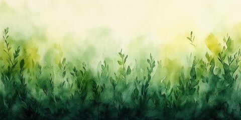 Fototapeta premium Painting of a lush green grass field with vibrant grass and natural scenery under a clear sky valentine day