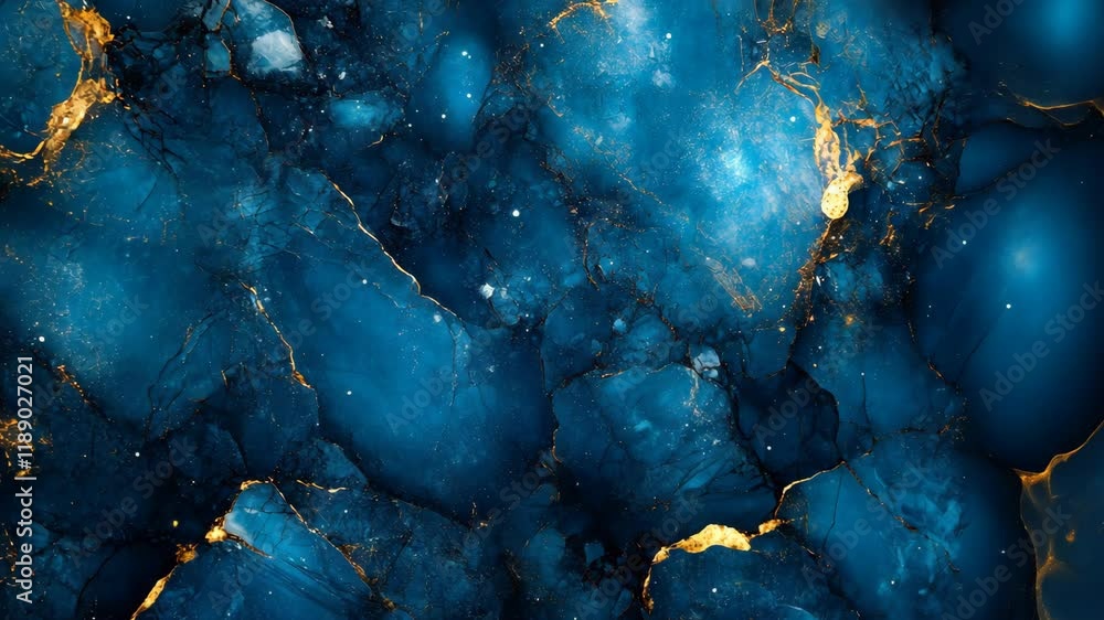 Poster elegant blue and gold abstract texture showcasing deep ocean hues and intricate patterns