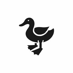 Simple Black Silhouette of a Duck