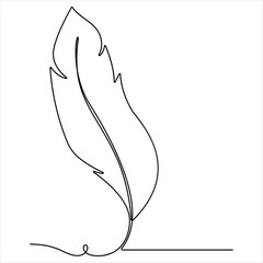 Continuous one line feather single line art vector illustration