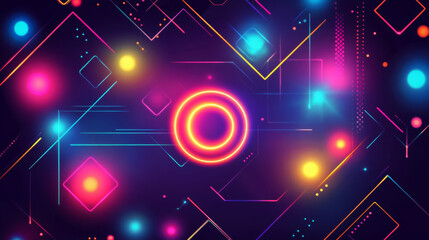 Fototapeta premium Vibrant neon abstract background with geometric shapes