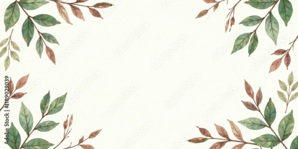 Poster elegant watercolor leaf border frame for design projects