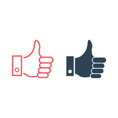 Thumb up and thumb down flat icons set vector illustration.