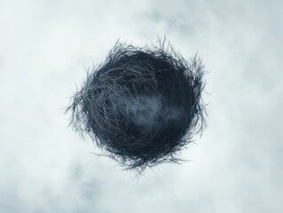 Fototapeta premium Mysterious Avian Nest Against a Cloudy Sky: A Surreal and Atmospheric Image