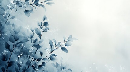 Blue Watercolor Floral Branches and Leaves Design