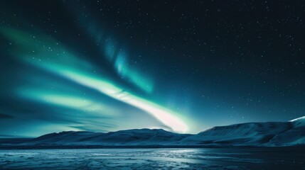 a mesmerizing display of aurora borealis dancing across the night sky, white space in the center of the page for text, vibrant and ethereal hues against a starry backdrop
