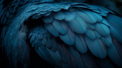 Fototapeta premium Close-Up, Teal Blue Feathers, Texture, Smooth Bird, Plumage, Abstract, Ornithology, Full Frame