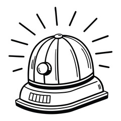 Vector illustration of a siren emergency warning light in black and white