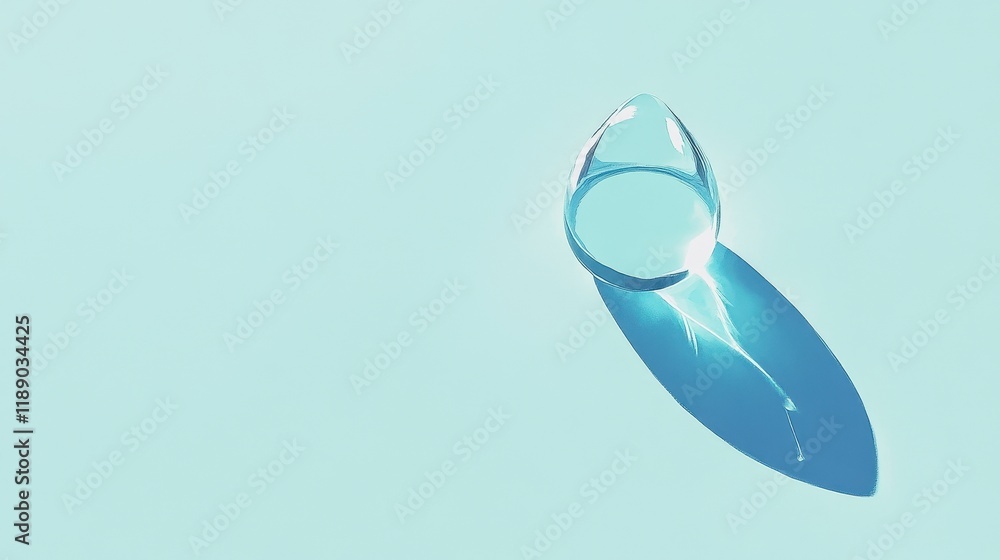 Poster transparent teardrop shaped object casts shadow