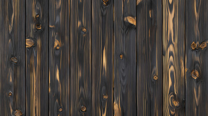 Fototapeta premium Dark wooden background: black planks texture. Blazewood. Illustration