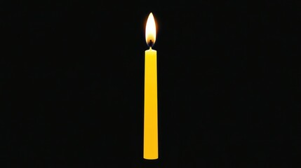 Single lit yellow candle on black background.