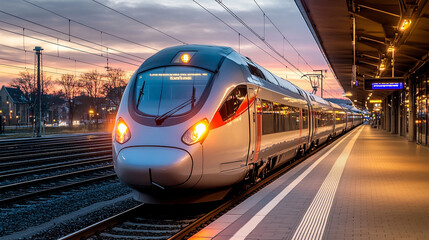 Fototapeta premium High-Speed Train at Sunset