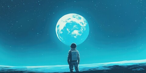 Obraz premium Astronaut Gazing at a Celestial Body in Space