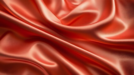 Obraz premium Luxurious Peach Coral Satin Fabric with Smooth Texture and Shine