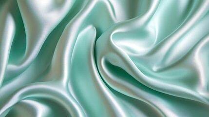Obraz premium Luxurious Mint Green Satin Fabric with Smooth Textured Background