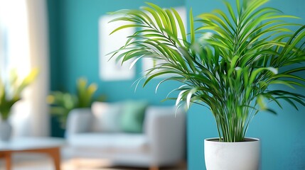 Fototapeta premium Green Plant in White Pot Modern Home Decor