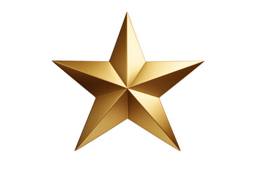 Obraz premium A golden star with a matte finish resting on a smooth white surface, casting subtle shadows that enhance its three-dimensional appearance. The star is perfectly symmetrical