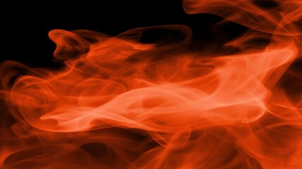 Fototapeta premium Abstract orange smoke swirls on black background.