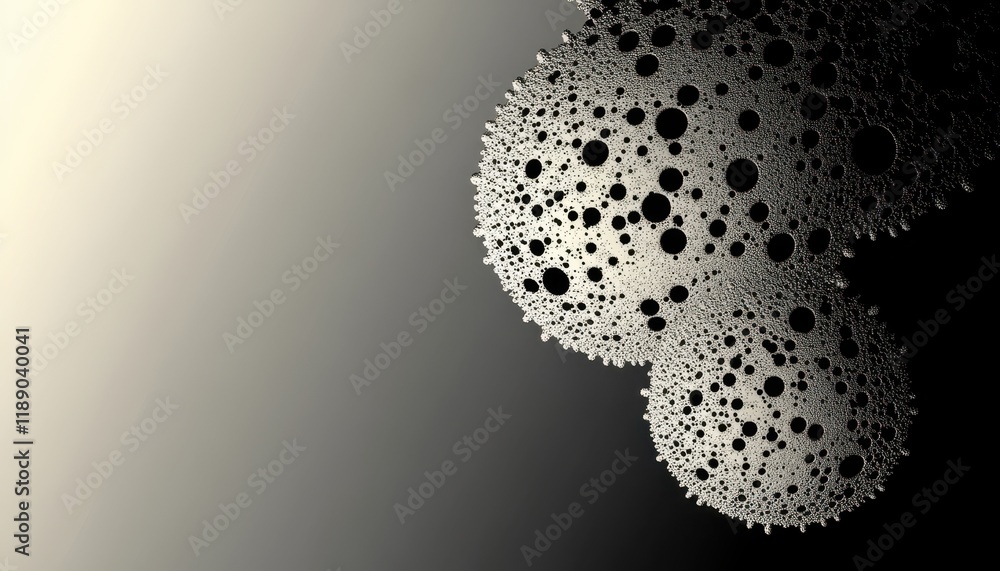 Poster abstract grayscale image of bubble clusters forming fractal patterns