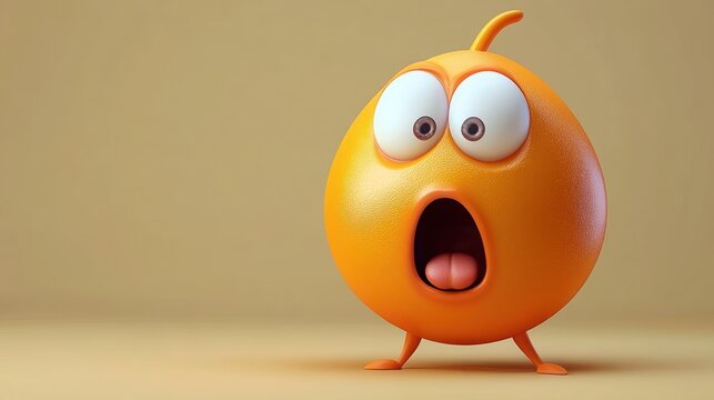 Shocked orange cartoon character with wide eyes and open mouth.