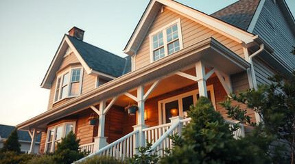 Dream House: Captivating Exterior of a Classic Home at Sunset
