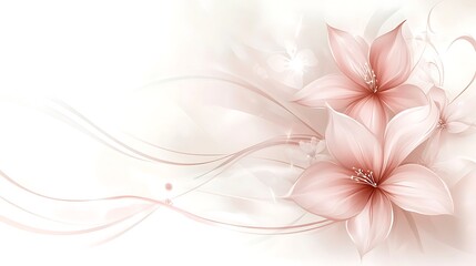 Delicate Peach Blossoms and Flowing Abstract Design