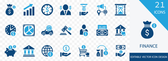 Finance solid icon set. containing  loan, interest, purchase, money, investment, bank, chart, growth and more vector design