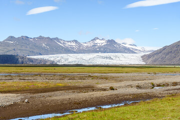 Icefield in Iceland on a clear summer day