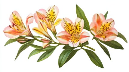a bouquet of alstroemeria flowers with yellow and pink petals