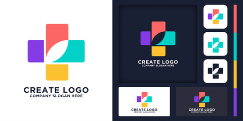 community cross health logo design with natural concept