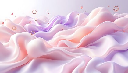 Abstract silk waves in pastel hues, conveying softness and elegance - suitable for website backgrounds, branding materials, and fashion events