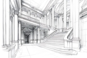 Fototapeta premium Historic Neoclassical Architecture Interior Reconstruction Design