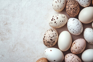 Obraz premium Variety of eggs on textured surface