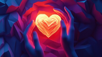 Warm love cut paper in the palm