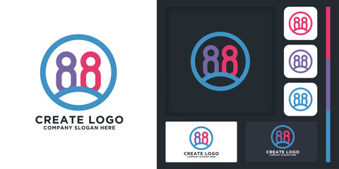 simple team work logo with line concept