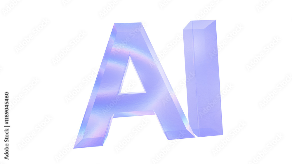 Poster 3d ai text with aberration effect isolated on a transparent background. blue tone. 3d transparent el