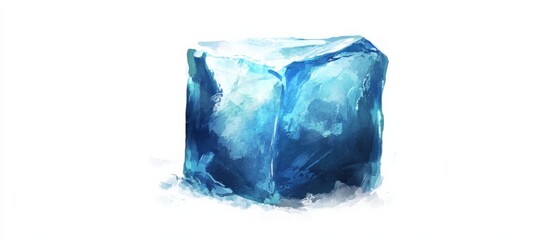 Obraz premium a clear blue block of ice on a white background