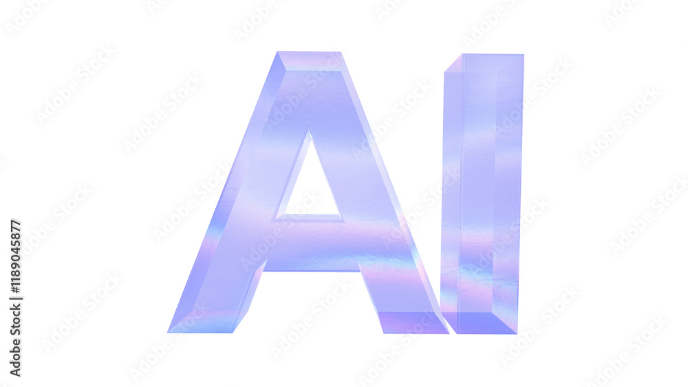 Poster 3d ai text with aberration effect isolated on a transparent background. blue tone. 3d transparent el