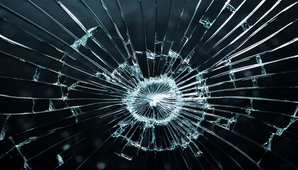 shattered or cracked glass on black