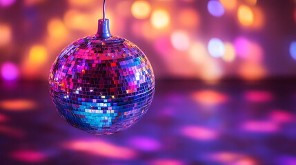Obraz premium Disco lights reflecting from a party ball.