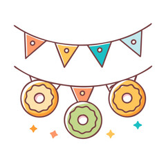 doughnut party banner vector icon, doughnut party banner vector illustration - simple illustration of doughnut party banner, perfect for logos,and doughnut party banner -themed designs.