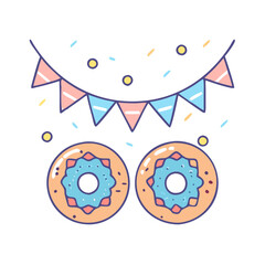 doughnut party banner vector icon, doughnut party banner vector illustration - simple illustration of doughnut party banner, perfect for logos,and doughnut party banner -themed designs.