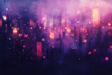 Obraz premium Abstract Cityscape Night Lights Glowing Purple Pink