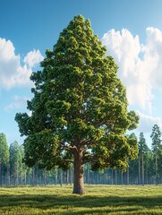 Obraz premium Majestic tree growth in serene forest landscape nature photography bright sky view