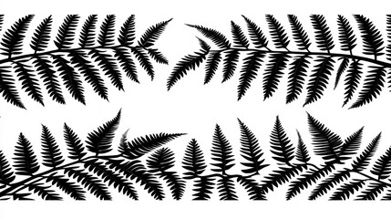 Black and white fern leaf border design.