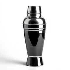 A black and silver cocktail shaker