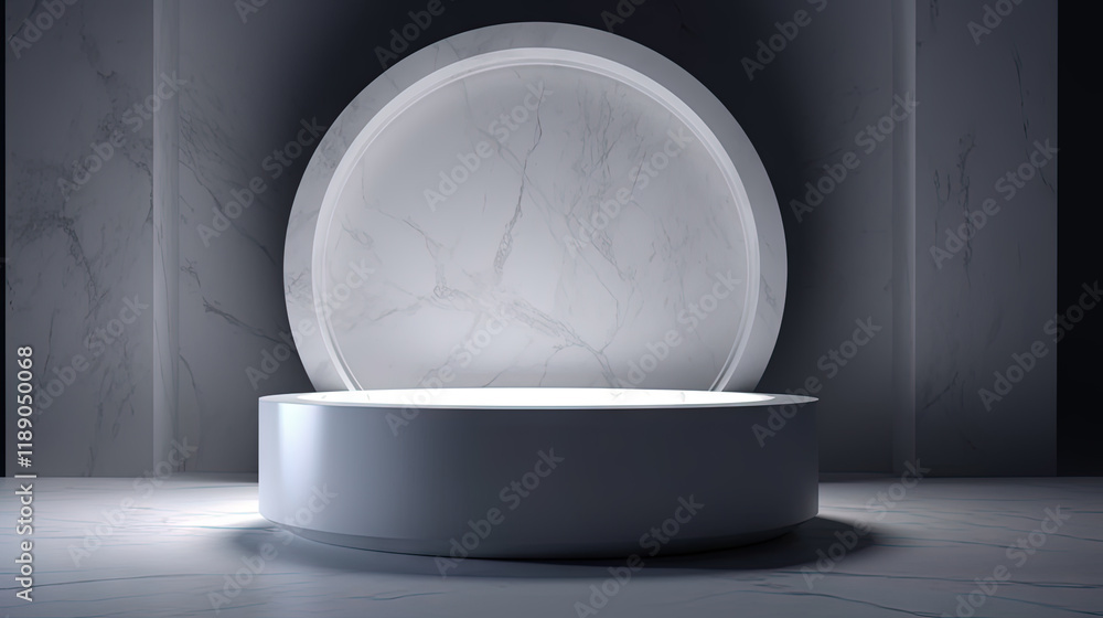 Poster 3d pedestal for a product display. podium scene shot with geometric platform